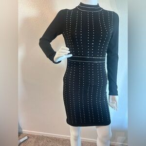 Say What? Bodycon Long Sleeve Sweater Dress Black